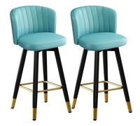 ZBZFGE Counter Height Stools Counter Stool º Swivel Upholstered Bar Stool with Back Counter Height Barstools for Kitchen Islands, (Blue,65cm)