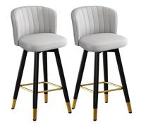 ZBZFGE Counter Height Stools Counter Stool º Swivel Upholstered Bar Stool with Back Counter Height Barstools for Kitchen Islands, (Grey,65cm)