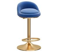 ZBZFGE Counter Height Stools, Mechanical Lift Swivel Barstools, Velvet Upholstered Bar with Low Backrest and Footrest for Home, Kitchen, Breakfast Dining Chair (Dark Blue,65-80cm)