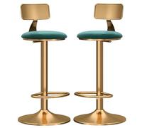 ZBZFGE Counter Height Stools Set of 2 Barstools Breakfast Dining Stools, Mechanical Lift Swivel Bar Chair, Low Backrest, Gold Footrest for Kitchen, Counter Tall Chairs (Green,45-60cm(17.7-23.6''))
