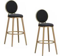 ZBZFGE Counter Height Stools Set of 2 Velvet Upholstered Breakfast Barstools with Back, Elegant Bar Chairs for Kitchen Island/Restaurant/Pub (Black,75cm)