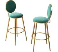 ZBZFGE Counter Height Stools Set of 2 Velvet Upholstered Breakfast Barstools with Back, Elegant Bar Chairs for Kitchen Island/Restaurant/Pub (Green,65cm)