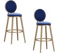 ZBZFGE Counter Height Stools Set of 2 Velvet Upholstered Breakfast Barstools with Back, Elegant Bar Chairs for Kitchen Island/Restaurant/Pub (Blue,75cm)