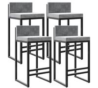 ZBZFGE Counter Height Stools Velvet Bar Stools Counter Height Stools with Back Footrest for Kitchen Metal Barstools Upholstered Bar Chairs Island Stools- 2Pcs 65cm Sitting Height (Gray 4pcs,65cm)
