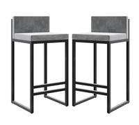 ZBZFGE Counter Height Stools Velvet Bar Stools Counter Height Stools with Back Footrest for Kitchen Metal Barstools Upholstered Bar Chairs Island Stools- 2Pcs 65cm Sitting Height (Gray 2pcs,65cm)