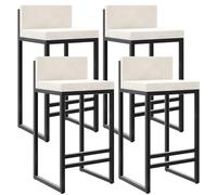 ZBZFGE Counter Height Stools Velvet Bar Stools Counter Height Stools with Back Footrest for Kitchen Metal Barstools Upholstered Bar Chairs Island Stools- 2Pcs 65cm Sitting Height (White 4pcs,65cm)