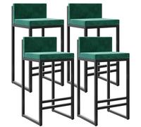 ZBZFGE Counter Height Stools Velvet Bar Stools Counter Height Stools with Back Footrest for Kitchen Metal Barstools Upholstered Bar Chairs Island Stools- 2Pcs 65cm Sitting Height (Green 4pcs,65cm)