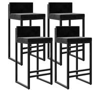 ZBZFGE Counter Height Stools Velvet Bar Stools Counter Height Stools with Back Footrest for Kitchen Metal Barstools Upholstered Bar Chairs Island Stools- 2Pcs 65cm Sitting Height (Black 4pcs,75cm)