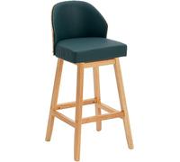 ZBZFGE Counter Height Stools with Back and Wood Leg Upholstered Bar Chairs Barstools for Dining Room Kitchen Cafe Island (Green-1ps,61cm)