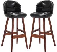 ZBZFGE Counter Stool, Vintage Bar Stools with PU Leather Padded and Wood Legs, Backstool Chair for Kitchen Counter, Dining Room, Coffee (Black-2ps,63CM)