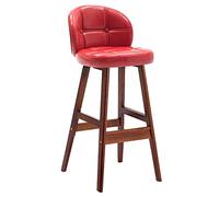 ZBZFGE Counter Stool, Vintage Bar Stools with PU Leather Padded and Wood Legs, Backstool Chair for Kitchen Counter, Dining Room, Coffee (Red-1ps,73cm/29in)