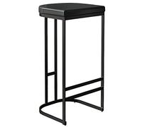 ZBZFGE Counter Stools PU Leather Upholstered Bar Stool 26/30in Kitchen Island Pub Coffee Dinning Stool with Metal Leg and Footrest (Black 1ps,65cm/26in)