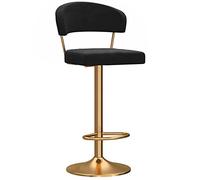 ZBZFGE Counter Stools, Upholstered Velvet Barstools Back, ° Swivel Bar Chairs with Metal Leg and Footrest, Adjustable Height, Kitchens Island Breakfast (Black-1ps,60cm/23.6in)