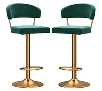 ZBZFGE Counter Stools, Upholstered Velvet Barstools Back, ° Swivel Bar Chairs with Metal Leg and Footrest, Adjustable Height, Kitchens Island Breakfast (Green-2ps,60cm/23.6in)