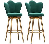 ZBZFGE Counter Swivel Set of 2 Velvet Upholstered Breakfast with Gold Metal Legs and Footrest, Tall Stools for Kitchen, Island, Bar, Pub (Green,65cm)