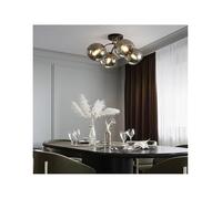 ZBZFGE Cozy Semi-Recessed Chandelier with Transparent Grey Glass Shade - Bedroom Decor
