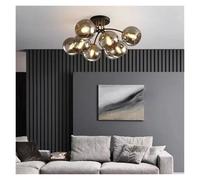 ZBZFGE Cozy Semi-Recessed Chandelier with Transparent Grey Glass Shade - Bedroom Decor