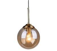 ZBZFGE Creative Retro Style Glass Pendant Lamp, American Personality Single Head Chandelier with Base, Decorative Fixtures for Bedroom Dining Room(Amber)