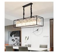 ZBZFGE Crystal Chandelier Black/Gold Haning Lamp Compatible with Dining Room Luxury Home Decor Kitchen Island Rectangle ，Crystal Chandelier for Living Room
