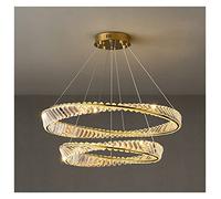 ZBZFGE Crystal Chandelier Lighting for Living Room Bedroom Dining Home Pendant Light Round Ring Gold Ceiling Hanging Lamp,Hanging Light(White,50 and 80CM)