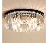 ZBZFGE Crystal Chandelier, Round Crystal Pendant Light, Hanging Fixture Adjustable Height Compatible with Dining Room, Kitchen Island, Bedroom Living Room Dia 15.7 Inch ，Hanging Lamp
