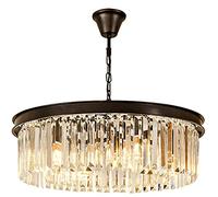 ZBZFGE Crystal Chandelier, Round Crystal Pendant Light, Hanging Fixture Adjustable Height Compatible with Dining Room, Kitchen Island, Bedroom Living Room Dia 15.7 Inch ，Hanging Lamp