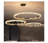 ZBZFGE Crystal Dimmable Pendant Living Room CircleHanging Foyer Gold Luminaris Suspend Lamp Fixtures,Ceiling Light Fixture,One Color-3 Ring A D80 60 40cm