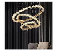 ZBZFGE Crystal Dimmable Pendant Living Room CircleHanging Foyer Gold Luminaris Suspend Lamp Fixtures,Ceiling Light Fixture,One Color-3 Ring A D80 60 40cm