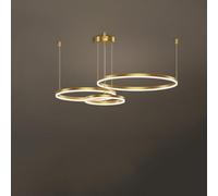 ZBZFGE Decoration Dining Room Dimmable Pendant Light Round Circle 2 Ceiling Hanging Lamp Adjustable Large Gold Lamp,s,One Color-3 Rings 40+60+80cm