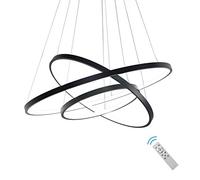 ZBZFGE Dimmable Ceiling Black s Contemporary Pendant Lights Living Dining Room Light Fixtures Hanging 5 Ring Foyer Bedroom Cool White Ligh,Black-25.6"