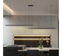 ZBZFGE Dimmable Linear Lights, Black Pendant Chandelier for Kitchen Island, Dining Room, Bedroom - Adjustable Height & Color Temperature