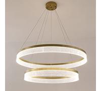 ZBZFGE Dimmable Pendant Light, Gold Metal Ring Suspension Lamp, Acrylic Bedroom Hanging Lights, Aluminum Dining Room Decorative s,Wide Appli,60CM