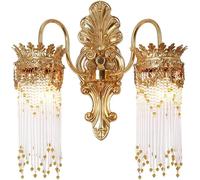 ZBZFGE Double Head Copper Glass Rod European Indoor Living Room Bedroom Bedside Crystal Decorative Wall Light,Ceiling Light Fixture