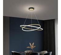 ZBZFGE Double Ring Minimalist Home Decor Pendant Fixtures Hanging Lamp Compatible with Living Room,Gold 100cm-Stepless dimming
