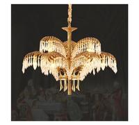 ZBZFGE European Brass Pendant Lights - French Classic Copper Chandelier with Crystal Lamps for Living Room