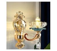 ZBZFGE European Luxury Villa Candle Crystal Living Double Staircase Dining Room Bedroom,s (One Color 1 Head Wall Lamp)