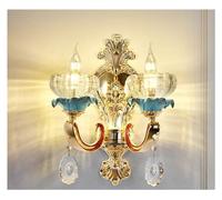 ZBZFGE European Luxury Villa Candle Crystal Living Double Staircase Dining Room Bedroom,s (One Color 2 Heads Wall Lamp)