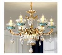 ZBZFGE European Luxury Villa Candle Crystal Living Double Staircase Lamp Dining Room Bedroom,s (One Color 6 Heads D70CM H55CM)