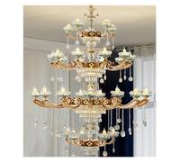 ZBZFGE European Luxury Villa Candle Crystal Living Double Staircase Lamp Dining Room Bedroom,s (One Color 35 Heads D150 H220CM)