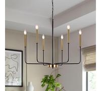 ZBZFGE Farmhouse Dining 6 Lights Chandelier Light Fixture Adjustable Height,Hanging Candle Pendant Lighting for Kitchen Island Living Room Bedroom Foyer