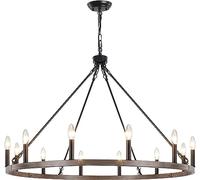 ZBZFGE Farmhouse Dining 6 Lights Chandelier Light Fixture Adjustable Height,Hanging Candle Pendant Lighting for Kitchen Island Living Room Bedroom Foyer