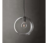 ZBZFGE Farmhouse Kitchen Island Hanging Light Fixture with Clear Glass Mid Century Lighting Vintage Industrial Chandelier for Dining Room Table Bedroom Bar Hallway Restaurant/K/Round