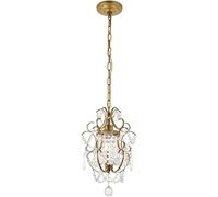 ZBZFGE French Crystal Chain Chandelier丨Bedroom Dining Room Pendant Chandelier Lighting丨Metal Hanging Fixtures European Corridor Balcony Light Room,Hanging Light(Gold)