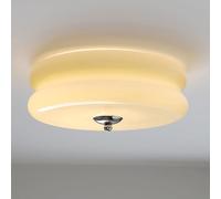 ZBZFGE Glass Flush Mount Lamp Nordic Round Light Fixture 12.6In Small Chandelier, 18W 3 Color Mode Close to Ceiling Lights for Bedroom Kitchen Hallway Lighting/Beige