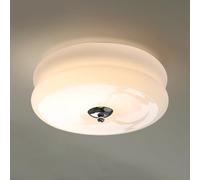 ZBZFGE Glass Flush Mount Lamp Nordic Round Light Fixture 12.6In Small Chandelier, 18W 3 Color Mode Close to Ceiling Lights for Bedroom Kitchen Hallway Lighting/White