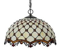 ZBZFGE Glass Pendant Light, Style HangLights for Kitchen Handcrafted gem Pattern Adjustable Height Chandelier for Bedroom LivRoom Hallway Lamp 40cm