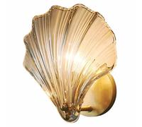 ZBZFGE Glass Shell Shape Bedroom Iron Anti-Rust Lamp Gold Bathroom Dressing Table Wall for Living Room (Amber 1Pack)