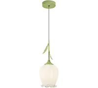 ZBZFGE Green Tulip Pendant Light Flower Shade White Milk Glass Lighting Fixtures Nordic Ceiling Hanging Lamp Small Chandelier For Dining Room Bedroom Kitchen Island Farmho