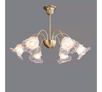 ZBZFGE Hand Blown Glass Flower Chandelier Light Fixture Vintaged Farmhouse Ceiling Lamp Nordic Milk Floral for Girls Bedroom Dining Table Living Room Foyer/6 Lights