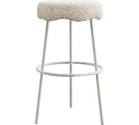 ZBZFGE Height Bar Stools, Lambsca Upholstered Bartools, 26/30“ Kitchen Tall Stool with Metal Leg and Footrest, Kitchens Counter Island Breakfast (White-1ps,65cm)